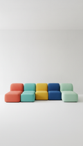 Modular sculptural sofa with vibrant lacquer