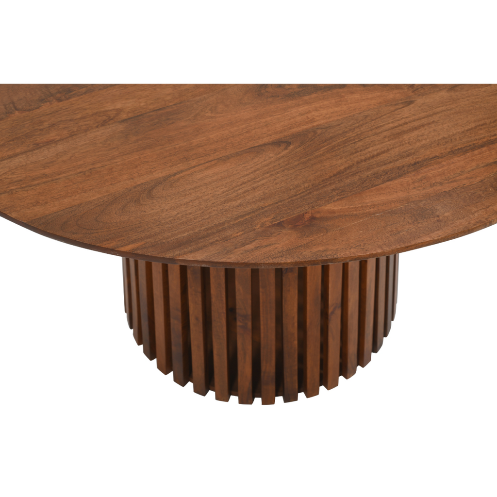 Slatted Mango Wood Round Dining Table 4 To 6 Seater
