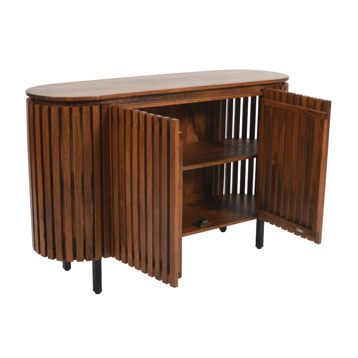 Slatted Mango Wood Large 2 Doors Sideboard