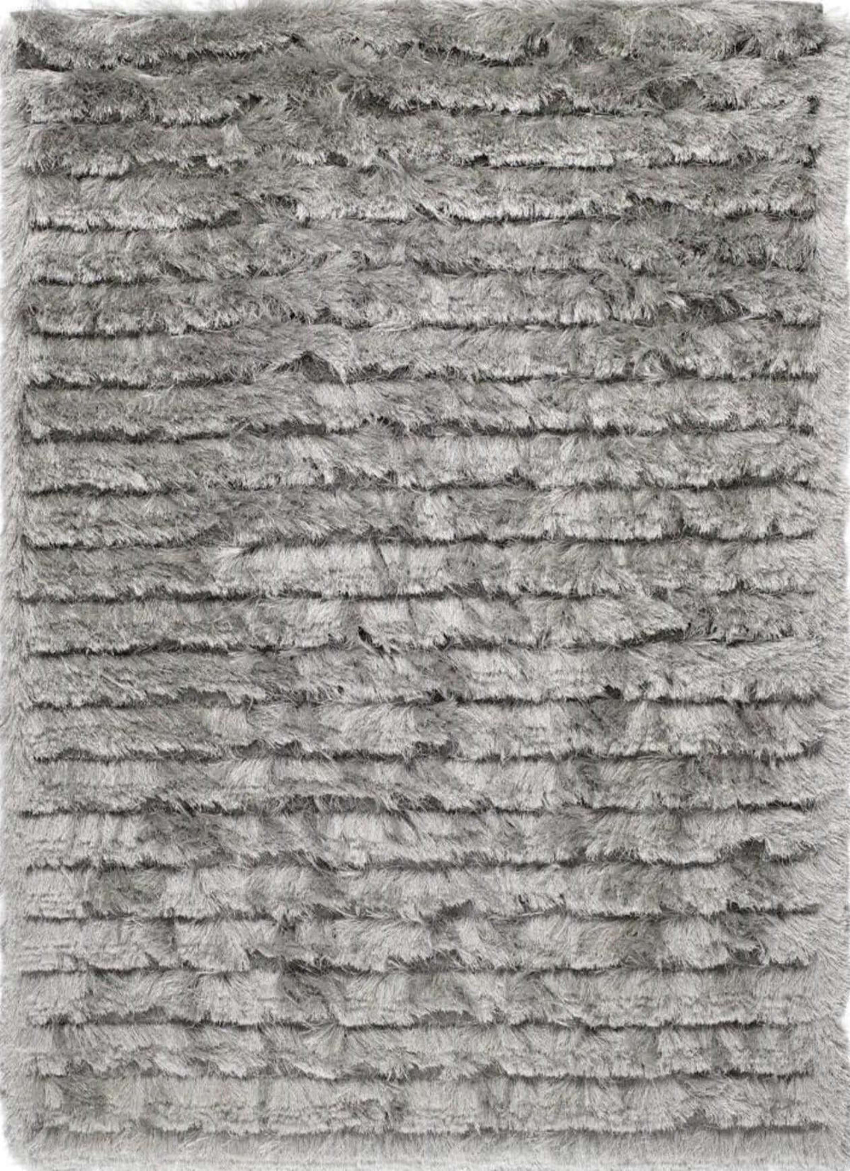 Carved Glamour Silver Grey Shaggy Rug
