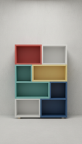Lacquered bookshelf unit with minimalist profile