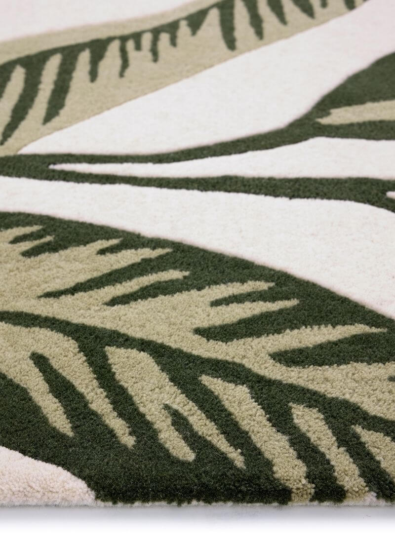 Paradise Leaf Hand-Tufted Wool Rug – Cream/Green