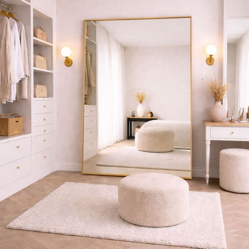 Takara - Full Length Gold Metal Rectangle Mirror - 200cm x 120cm
